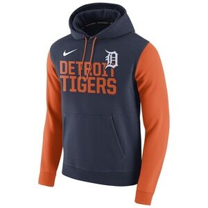Detroit Tigers MLB Nike Licensed Hoodie Men’s Size M Team Baseball Orange Navy